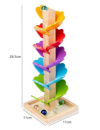 Medium DIY Rainbow Musical Tree Wooden Marble Run Toy