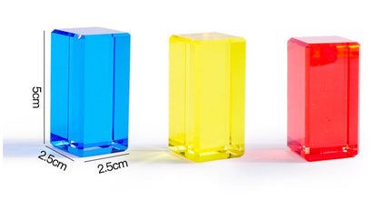 30 Pc Lucite Rectangle Blocks Translucent Acrylic Open-ended Toy with Tray