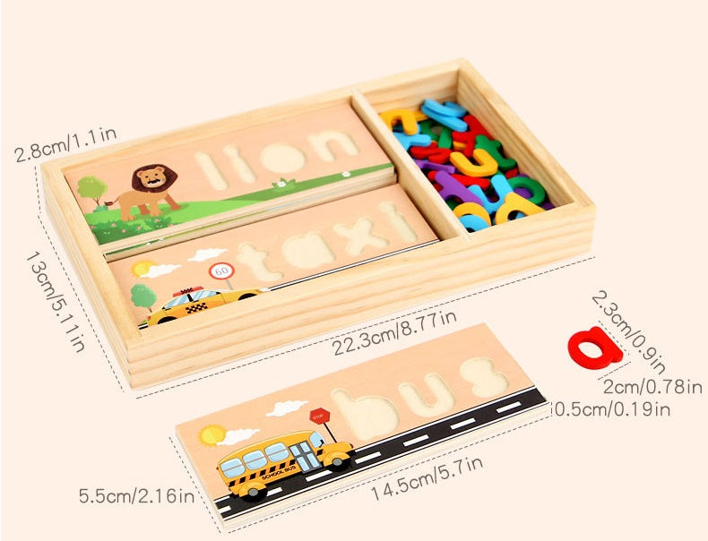 Wooden Alphabet Letters Word Spelling Game With Learning Word Trays