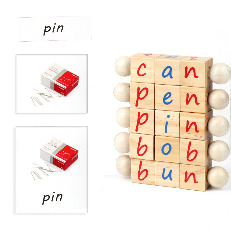Spin and Read Phonic CVC Word Game with Montessori Three Parts Card Spelling Learning Toy
