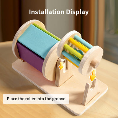 Tambor giratorio doble Montessori para bebés con espejo y sonido