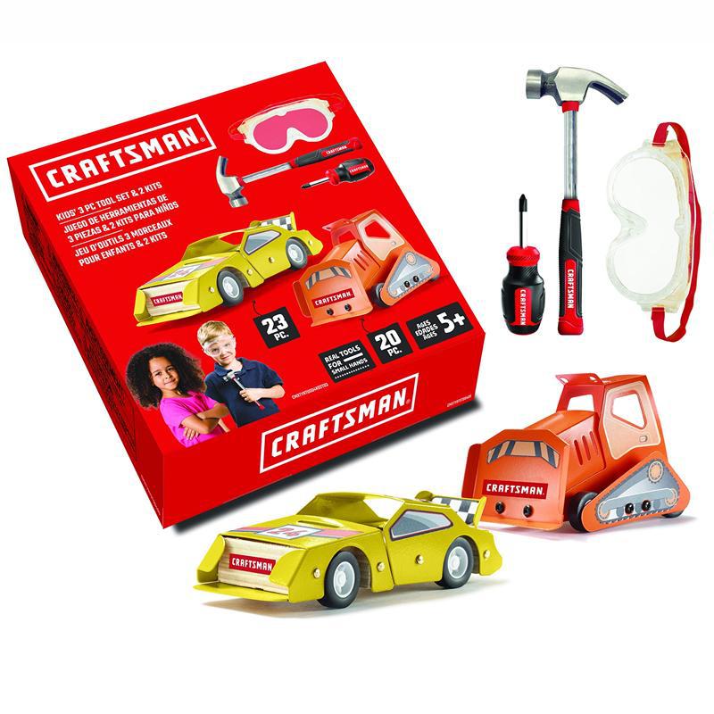 Kids Wood Real Hammer and Screw Set DIY Build a Car/Excavator Kit