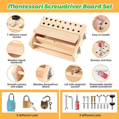 Montessori Screw Driver Box Lock Box Busy Board Tool box