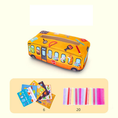 Boîte à mouchoirs Montessori de luxe, jouet pour bébé, jeu sensoriel coucou, 26 foulards en soie et papiers froissés
