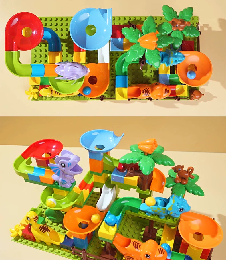 Blocs de construction Parc d'attractions à billes dinosaures 135 pièces