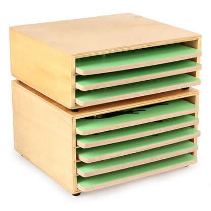 Montessori Animal or Plant Puzzles with Inset Tray Cabinet
