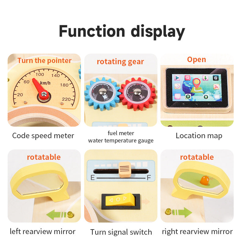 Deluxe Childrens Busy Board LED driving theme light buttons and dials