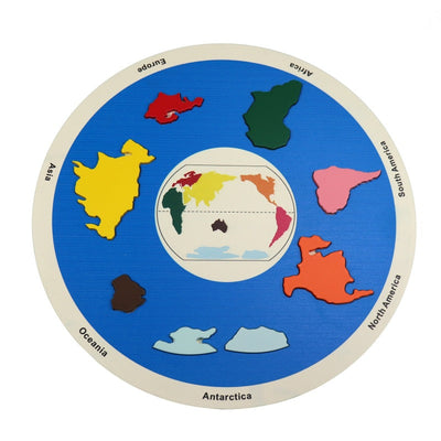 Puzzle Montessori des continents de la carte du monde