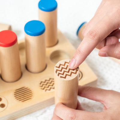 Boîtes cylindriques sonores Montessori Jeu de tri et d'association sensoriel avec trieur de motifs et mémoire des couleurs
