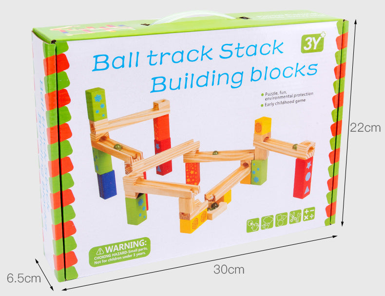 Medium Wooden track Marble Run Blocks toy set