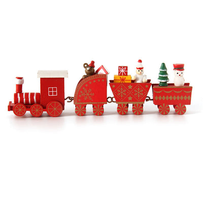 Juego de minitren de Navidad de madera – Decoración festiva para las fiestas