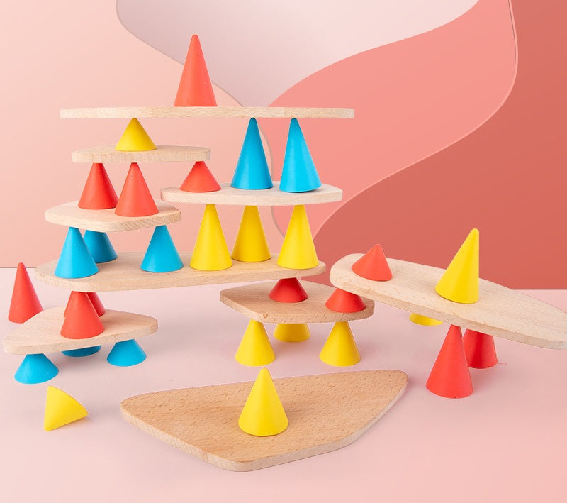 Construction Balancing Game Cones and Plates 44 Pcs