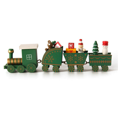 Juego de minitren de Navidad de madera – Decoración festiva para las fiestas
