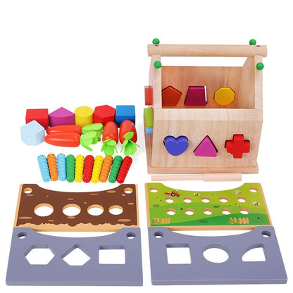 Wooden Educational Activity Cube Box Montessori inspired Toy