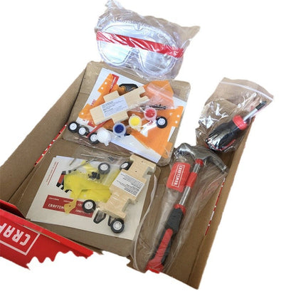 Kids Wood Real Hammer and Screw Set DIY Build a Car/Excavator Kit