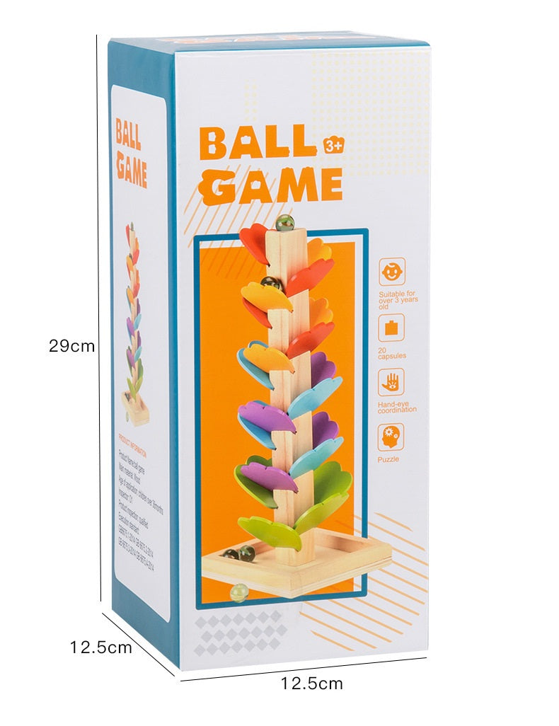 Medium DIY Rainbow Musical Tree Wooden Marble Run Toy