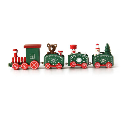 Juego de minitren de Navidad de madera – Decoración festiva para las fiestas