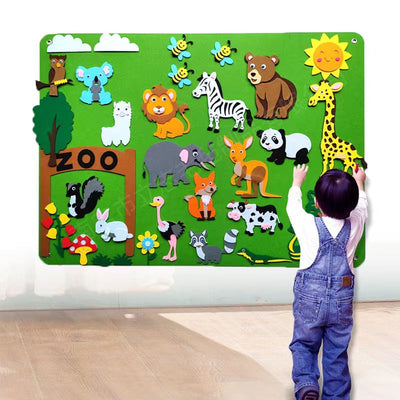 Fidtoy Learning Felt Board Wall Toy for Kids 3+ Zoo & Universe