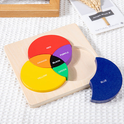 Puzzle en bois Montessori avec roue des couleurs primaires