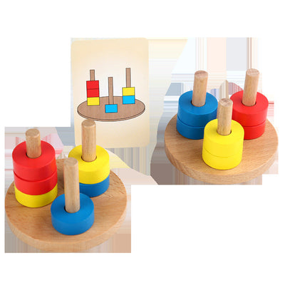 Juguete apilable de cuentas con secuencia de 3 columnas Montessori básico 2 con tarjetas didácticas