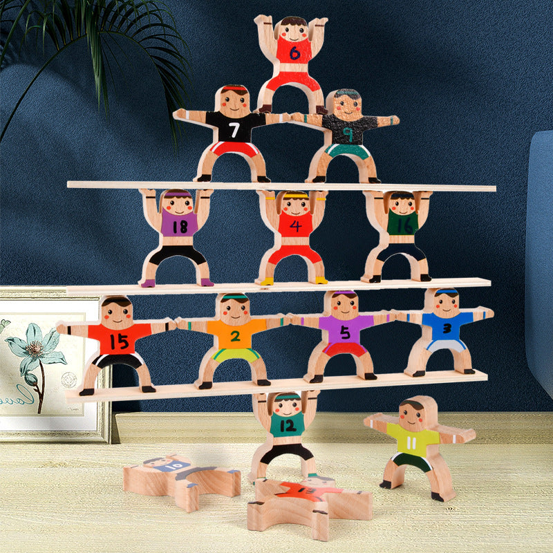 Natural Set of 16 NUMBERS Balancing Stacking Human Blocks