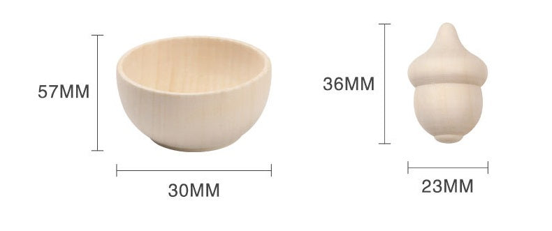 Wooden Bowl Kids Loose Parts Play Craft Wooden toys Set of 5