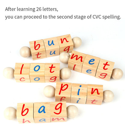 Spin and Read Phonic CVC Word Game with Montessori Three Parts Card Spelling Learning Toy