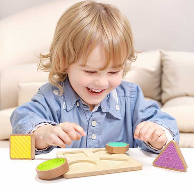 Clasificador de puzle de bloques básicos de madera para niños pequeños