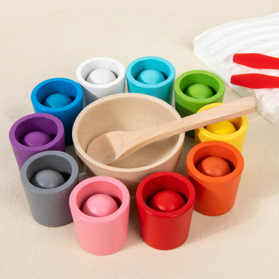 Juguetes Educativos de Madera para Niños: Tazas de Clasificación de Colores