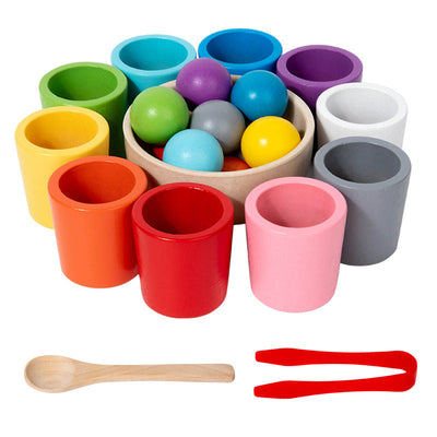 Juguetes Educativos de Madera para Niños: Tazas de Clasificación de Colores