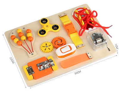 Montessori Toddler Busyboard Zip latches Switch Kids Wooden Busy Board