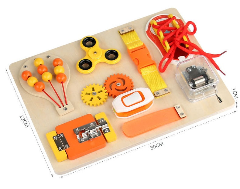 Montessori Toddler Busyboard Zip latches Switch Kids Wooden Busy Board
