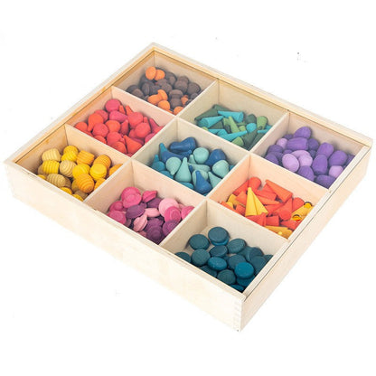 Wooden Rainbow Colour Mandala Loose Parts Set Assorted Styles