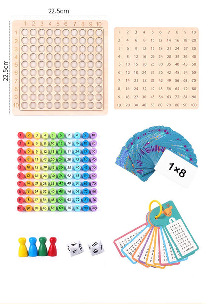 Wooden Multiplication Learning Board with Flash Cards