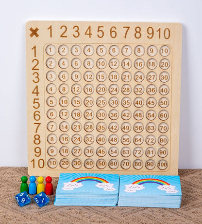 Wooden Multiplication Board  Game with Flash Cards