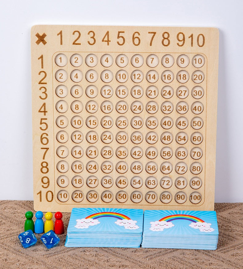 Wooden Multiplication Board  Game with Flash Cards