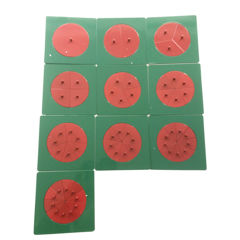 Premium Metal Montessori Fraction Shape 1 Whole - 1 /10th Insets