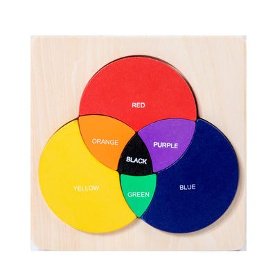 Puzzle en bois Montessori avec roue des couleurs primaires