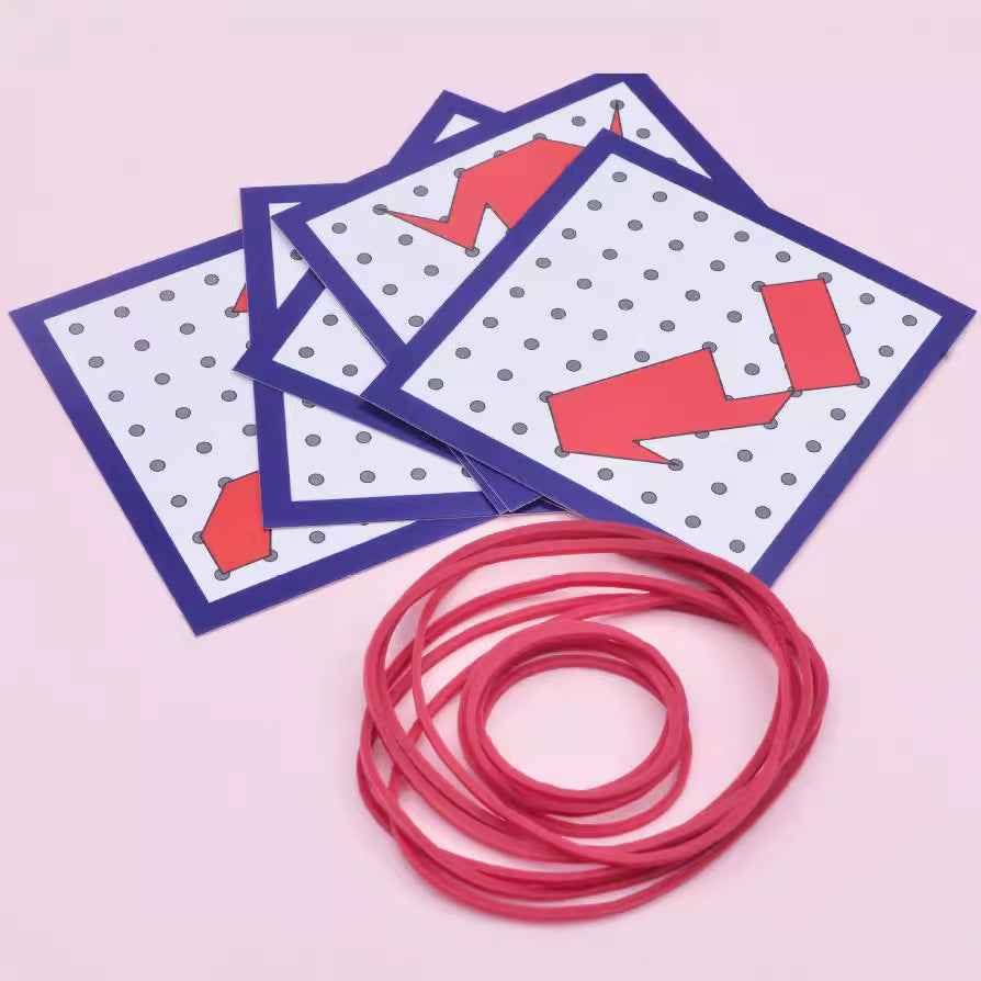 Montessori Nail Board Wooden Geometric Elastic and Nail Board