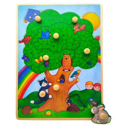 Wooden Big Knob Forest Animals Tree Theme Puzzle board