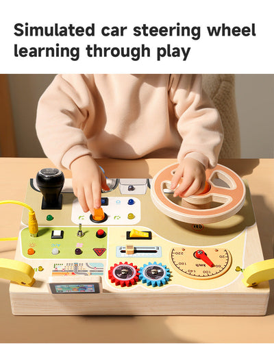 Tableau d'activités de luxe pour enfants Thème conduite LED avec boutons et cadrans lumineux