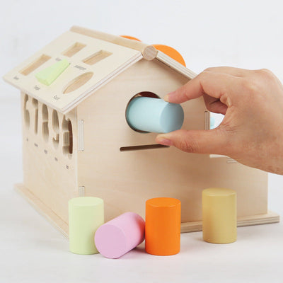 Support de présentation de jouet en bois Montessori multi-activités boîte de tri de formes géométriques motricité fine pour tout-petits