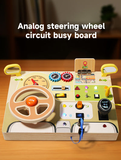 Tableau d'activités de luxe pour enfants Thème conduite LED avec boutons et cadrans lumineux