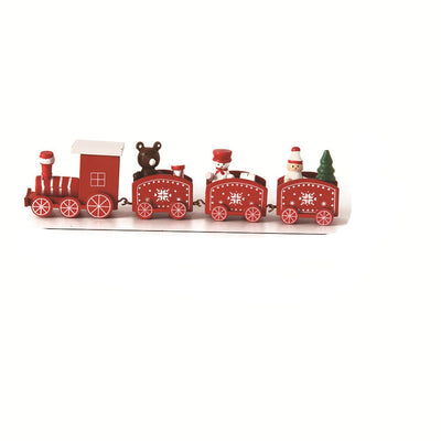 Juego de minitren de Navidad de madera – Decoración festiva para las fiestas