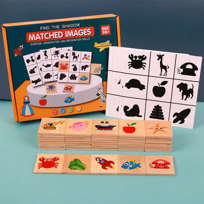 Wooden Animal Fruit Shadow Matching Kids Activity Game