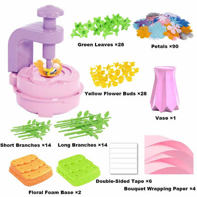 Kit de fabrication de bouquets de fleurs DIY, Ensemble d'activités créatives pour enfants 3 ans et plus avec presse à fleurs