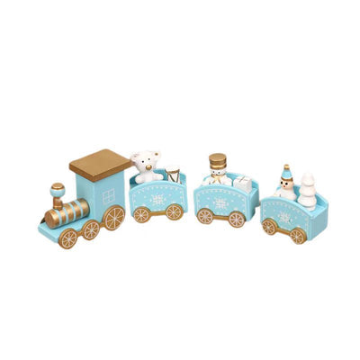 Juego de minitren de Navidad de madera – Decoración festiva para las fiestas