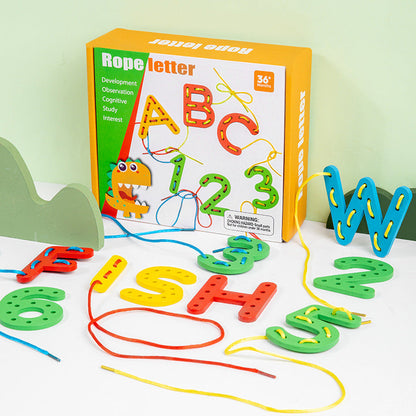 Wooden Alphabet and Numbers Thread String Tracing Pack