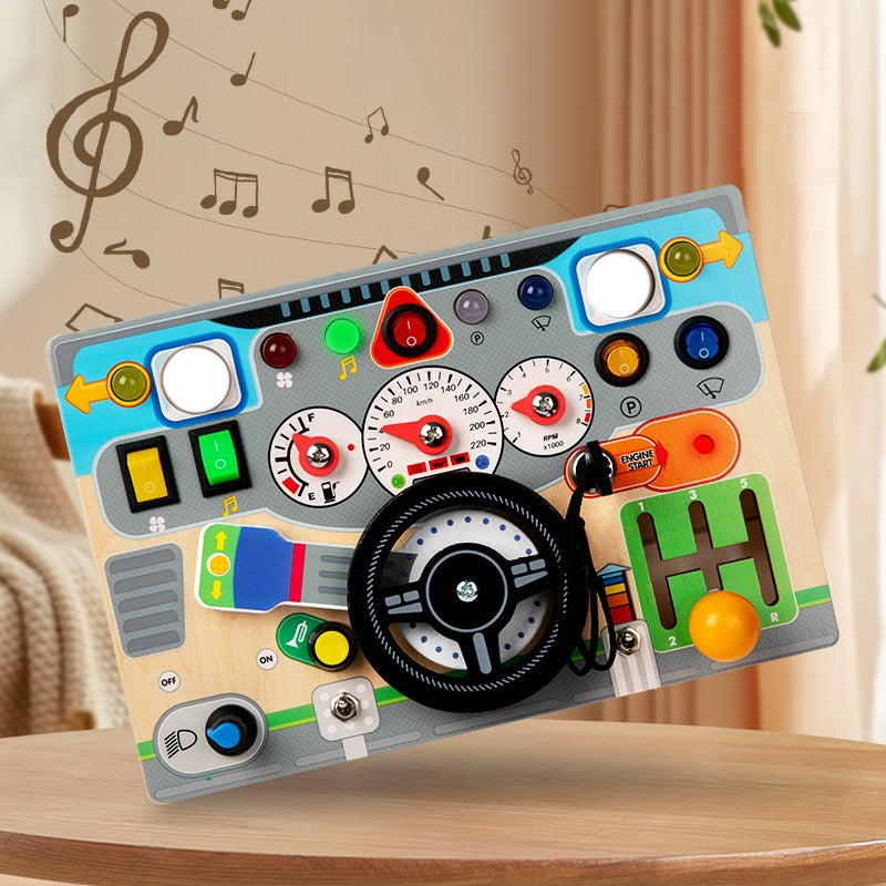 Childrens Busy Board LED driving theme light buttons and dials