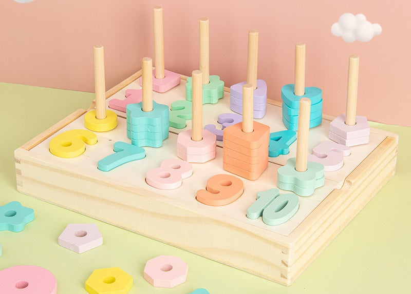 Wooden Educational Numbers Counting Shape Sorting Game Kids Toy